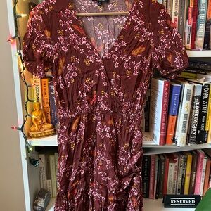 Madewell Burgundy Floral Mini Dress